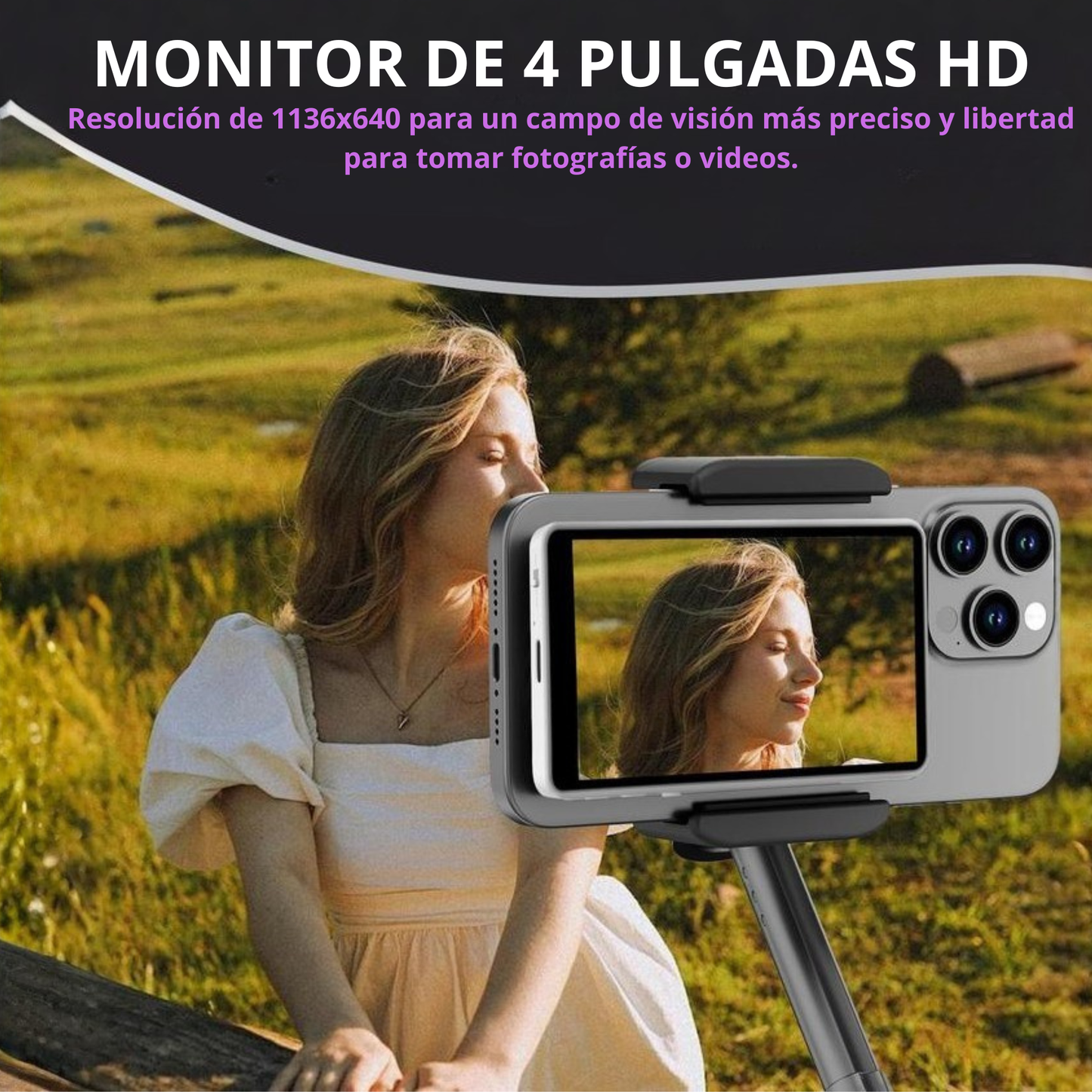 Pantalla monitor para selfie para Iphone y Android 1080P Wireless, espejo magnético para cámara trasera USO PROFESIONAL (NO COMPATIBLE CON IPHONE 17)